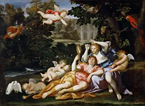 Louvre Collection Images Drucke: Rinaldo presents Armida with a mirror. Artist: Domenichino (1581-1641)