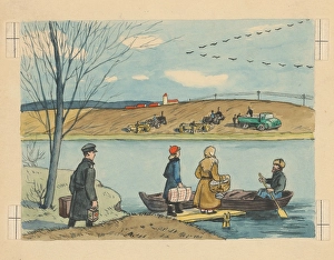Über den Fluss, 1928. Künstler: Andrej Kovacik