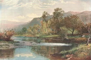 Victorian Era River Scenes Drucke: The River Running into Derwent Water, c1902. Creator: Unknown