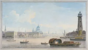 London Landscape Photography Drucke: River Thames looking towards Blackfriars Bridge, London, 1818