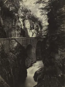 Albumen Print Techniques Drucke: Road to Eaux-Chaudes, Pyrenees (recto), c. 1855. Creator: Farnham Maxwell Lyte (British