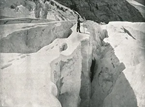 Black And White Mountain Range Drucke: The Rockies: Asulkan Glacier, Hermit Range, Canada, 1895. Creator: William Notman & Son