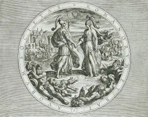 Roma und Batavia, veröffentlicht im Jahr 1612 von Antonio Tempesta