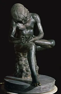 Bildhauerei Drucke: Römisches Statuenskulptur, der Spinario aus dem 1. Jahrhundert