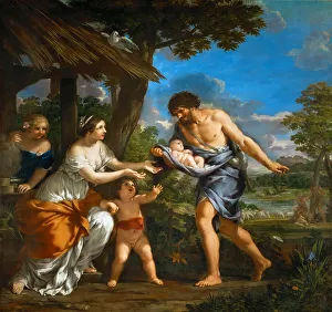 Römer und Römische in Schutz von Vatuzius umgeben durch Fäustulius, ca. 1643. Ersteller: Kortona, Pietro da (1596 - 1669)
