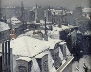 Impressionism Oil On Canvas Drucke: Rooftops in the Snow (Snow effect), 1878. Artist: Caillebotte, Gustave (1848-1894)