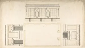 Heritage Art From The Met Drucke: Room Design Showing Plan and Three Wall Elevations, ca. 1740-60. Creator: Anon