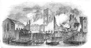 Black And White London Drucke: Ruins of the fire, 1843. Creator: Unknown