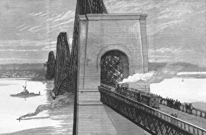 British Civil Engineering Projects Drucke: Running the first train over the new Forth Bridge, 1890. Creator: Unknown