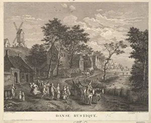 Black And White Rural Scene Drucke: Rustic Dance (Danse Rustique). Creators: Robert Daudet, Carl Wilhelm Weisbrod