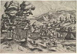 Drucke von Bergmarkt aus den großen Landschaften von Nürnberg um 1555/56 Pieter Bruegel Der Ältere Drucke: Landhausmarkt (Nundinae Rusticorum) aus den großen Landschaften, um 1555-56