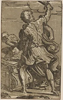 Chiaroscuro Woodcut Drucke: The Sacrifice of Abraham. Creator: Unknown