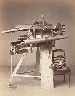 White Background Black And White Photos Drucke: Saddle Mounted Cannon, 1860s. Creator: Unknown