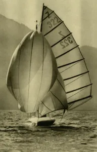 Austrian Lake Scenery Drucke: Sailing on the Attersee, Upper Austria, c1935. Creator: Unknown