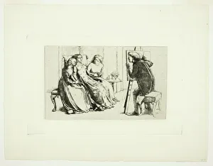 Black And White Portrait Paintings Drucke: Saint Agnes of Intercession, 1850. Creator: John Everett Millais