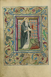 Heiliger Anton verbindet einen Teufel; Buchstabe der Stunde um ca. 1460. Schöpfer unbekannt