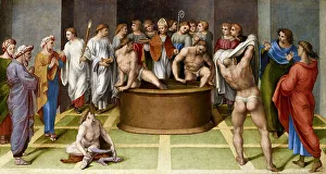 Saint Augustine Of Hippo Drucke: Saint Augustine Baptizes the Cathechumens, 1516-1517. Creator: Genga, Gerolamo (1476-1551)