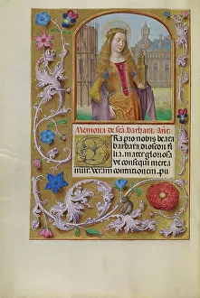 Saint Barbara Art Drucke: Saint Barbara with a Tower; Spinola Hours