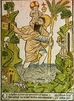 Fine Art Christianity Images Drucke: Saint Christopher, 1423