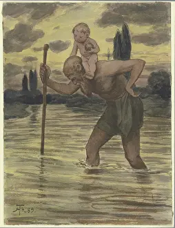 Hans Thoma Drucke: Der heilige Christophorus von Hans Thoma, 1889