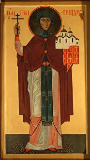 Bible Inspired Art Pieces Drucke: Saint Eupraxia, Princess of Pskov. Artist: Russian icon