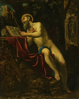 Oil On Canvas Artwork Italy Drucke: Saint Jerome, around 1600. Creator: Unknown