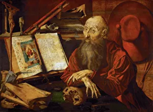 Catholic Church Art Drucke: Saint Jerome in his Cell, ca 1545