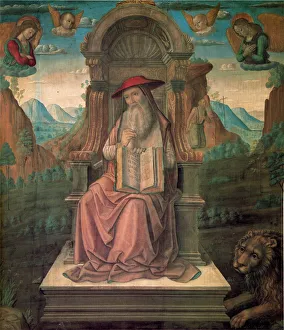 Heiliger Hieronymus gekrönt, um 1475. Schöpfer: Santi, Giovanni (um 1435-1494)