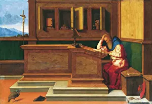 Saint Jerome Study Drucke: Saint Jerome in His Study, c1513-1515. Creator: Vincenzo Di Biagio Catena