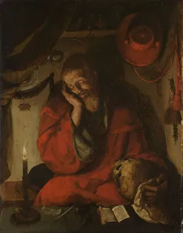 Saint Jerome Study Drucke: Saint Jerome in his Study by Candlelight, c.1520-c.1530. Creator: Aert Claesz