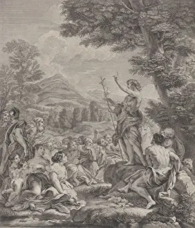 Heiliger Johannes der Taufertum predigt einem Publikum um 1729 von François-Bernard Le Picieu