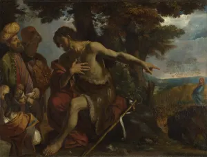 Christian Saint Images Drucke: Saint John the Baptist preaching in the Wilderness