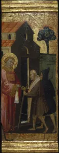 Italian Gothic Painting Drucke: Saint Lawrence Distributing Alms to the Poor