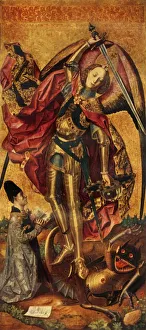 Medieval Christian Art Drucke: Saint Michael Triumphs over the Devil, 1468, (1946). Creator: Bartolome Bermejo