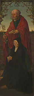 Netherlandish Oil Paintings Drucke: Saint Peter and a Donor; Saint Thomas (reverse), 1520 / 25. Creators: Jacob Cornelisz