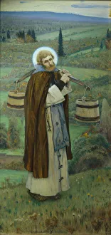 Orthodox Church Iconography Drucke: Saint Sergius labours (Triptych)
