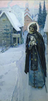 Orthodox Church Images Drucke: Saint Sergius labours (Triptych)