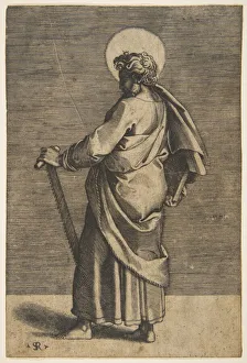 Heiliger Simon stehend nach links, ein Säge und einen Buch haltend um Ca. 1515-27