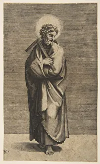 Heiliger Thomas hält eine Quadratregel in der Hand und wendet seinen Kopf nach rechts um circa 1515 bis 1527
