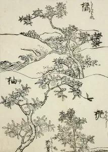 Beispiele für drei Baumarten zur Kunst, 19th Jahrhundert. Ersteller: Shinsai