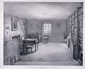 Black And White Literature Images Drucke: Samuel Taylor Coleridges study in Highgate, Haringey, London, c1835