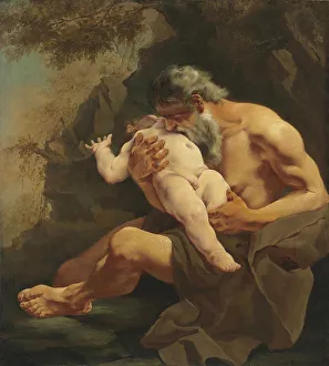 Allegory And Literature Art Drucke: Saturn devouring his son. Creator: Lama, Giulia (1681-1747)