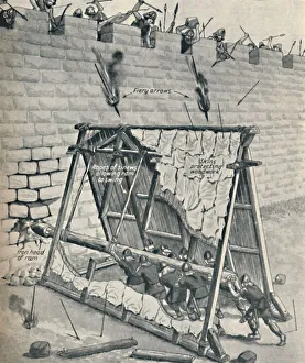 Monochrome Historical Images Drucke: Saxons Battering Down A City Wall, c1934