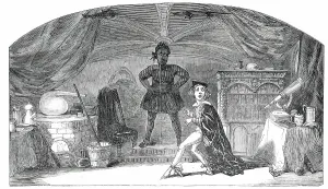 Szene aus der Extravaganza von Frankenstein, oder, Der Modellmann am Adelphi Theatre, 1850. Schöpfer: Unbekannt. Szene aus der Extravaganza von Frankenstein, oder, Der Modellmann am Adelphi Theatre, 1850. Schöpfer: Unbekannt