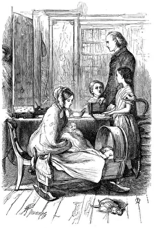 Black And White Art Prints Drucke: Scene from Framley Parsonage by Anthony Trollope, 1860. Artist: John Everett Millais