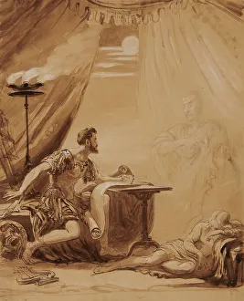 Szenenansicht aus Shakespeares "Julius Cäsar": Der Geist von Cäsar erscheint Brutus, um 1850. Künstler: George Hayter