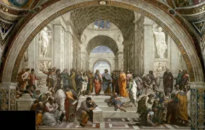 Drucke von Die Schule von Athen, (Mosaik im Stanz der Signatur), um 1510 - 1511 Privatbesitz Raphael Drucke: Die Schule von Athen, (Mosaik im Raum der Signatur), um 1510-1511. Ersteller: Raffael