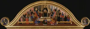 Fine Art Bible Scenes Drucke: School of Thomas Aquinas, c. 1450. Creator: Strozzi, Zanobi (1412-1468)