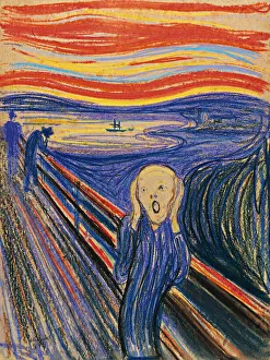 Drucke von Die Schrei, 1895 aus einer Privatbesitzsammlung Edvard Munch Drucke: Der Schrei, 1895. Künstler: Munch, Edvard (1863-1944)