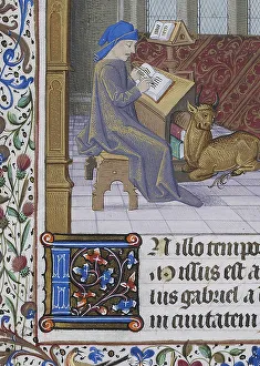 Schreiber aus einem Stundenbuch um 1470 von unbekanntem Künstler